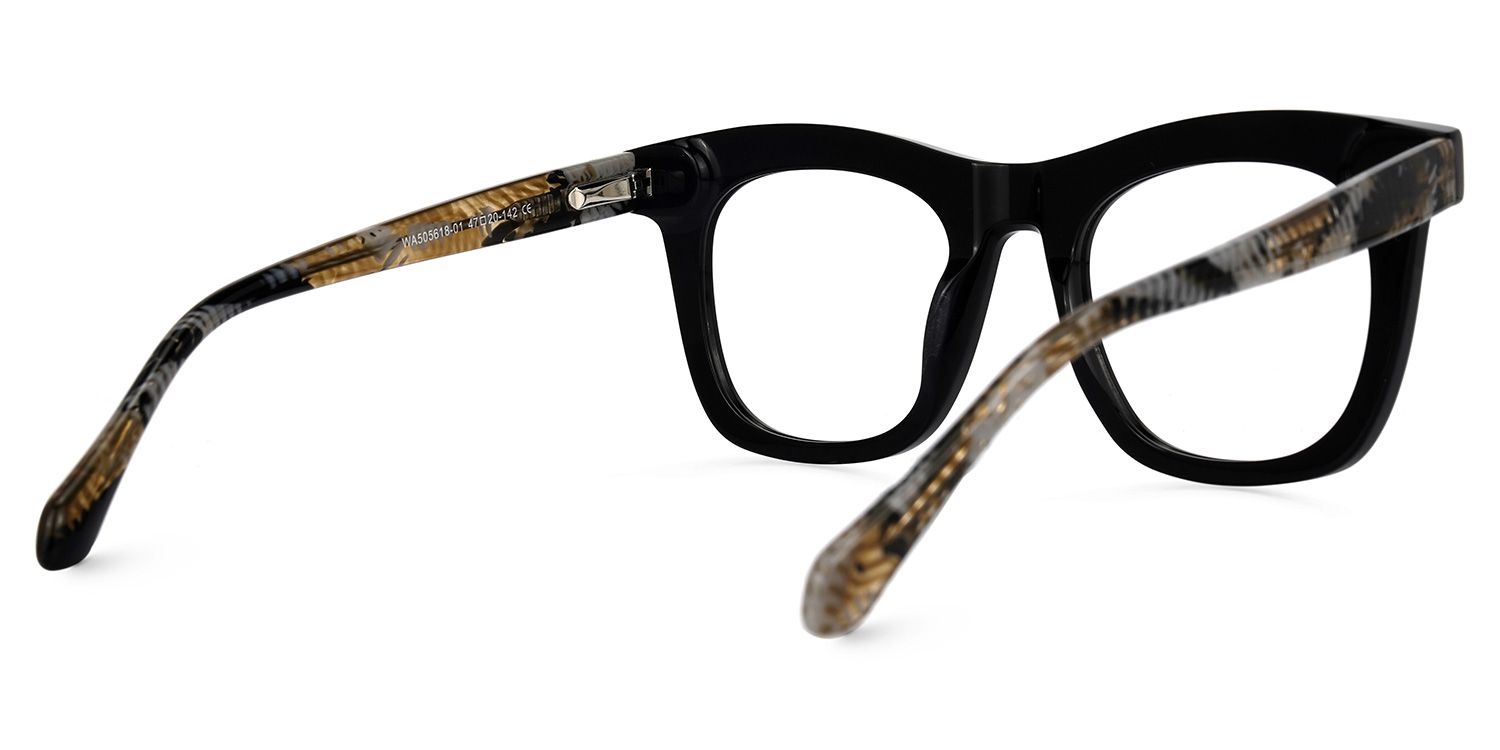 Jamaica - Square Black Eyeglasses | Vooglam Side View