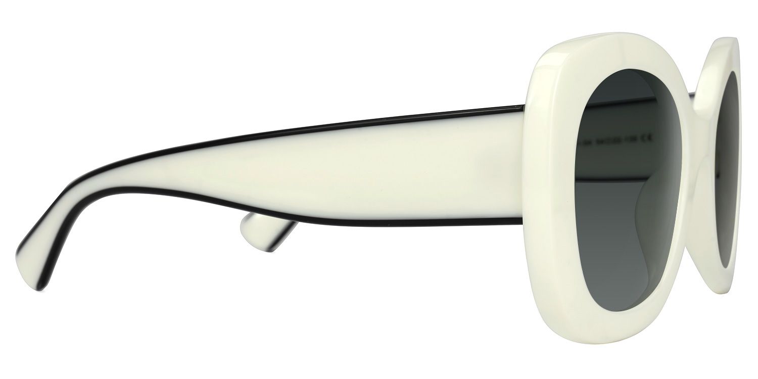 Luigina - Round White Sunglasses by Vooglam - Product View 4
