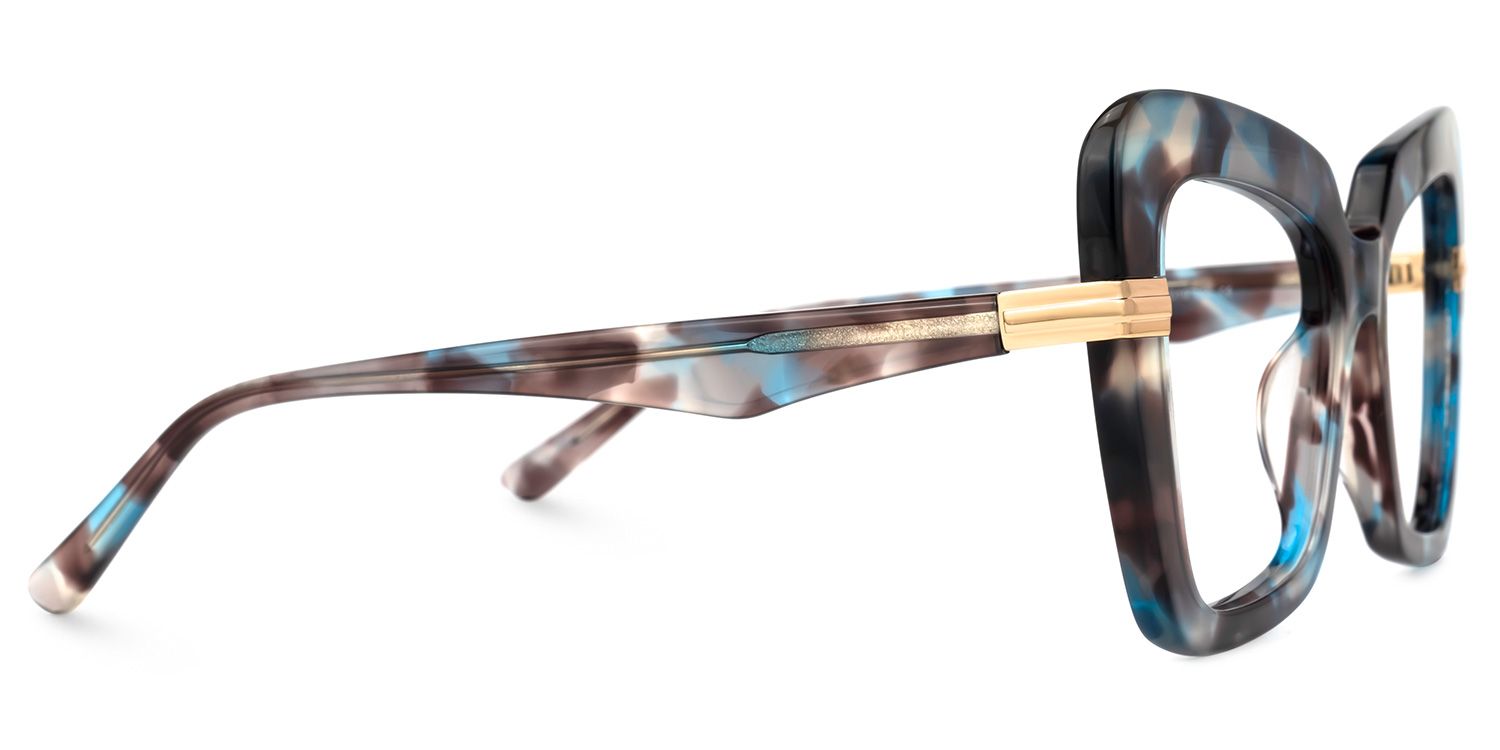 Nadda - Square Blue/Tortoise Eyeglasses by Vooglam - Product View 4