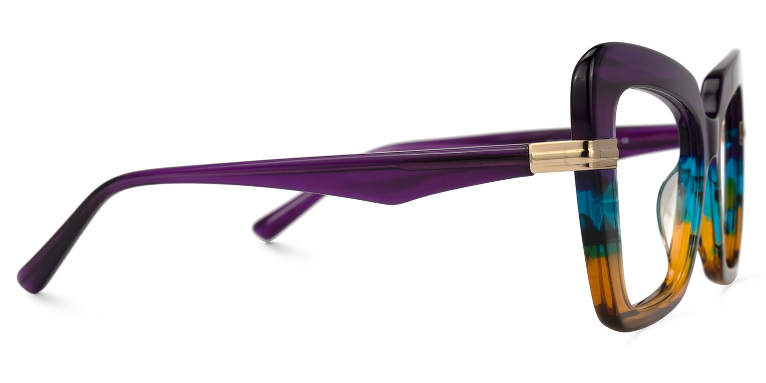 Nadda - Square Multicolor Eyeglasses by Vooglam - Product View 4