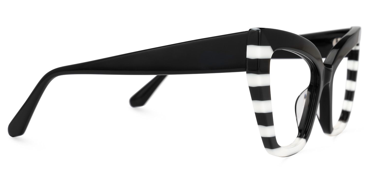 Abby - Cat Eye Black/White Eyeglasses | Vooglam 4