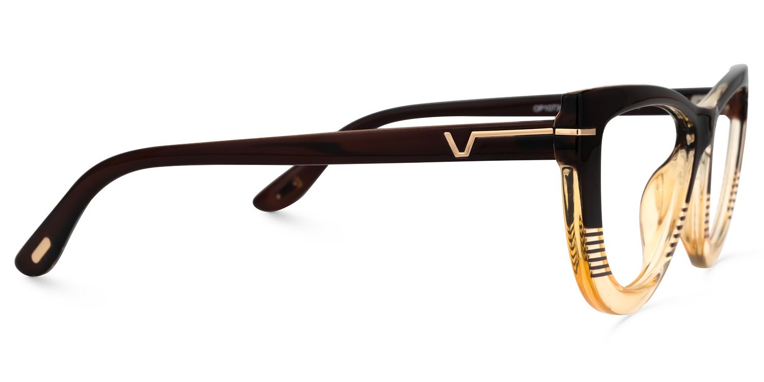 Rhea - Retro Brown Ombre Eyeglasses Tan Fade | Vooglam 4