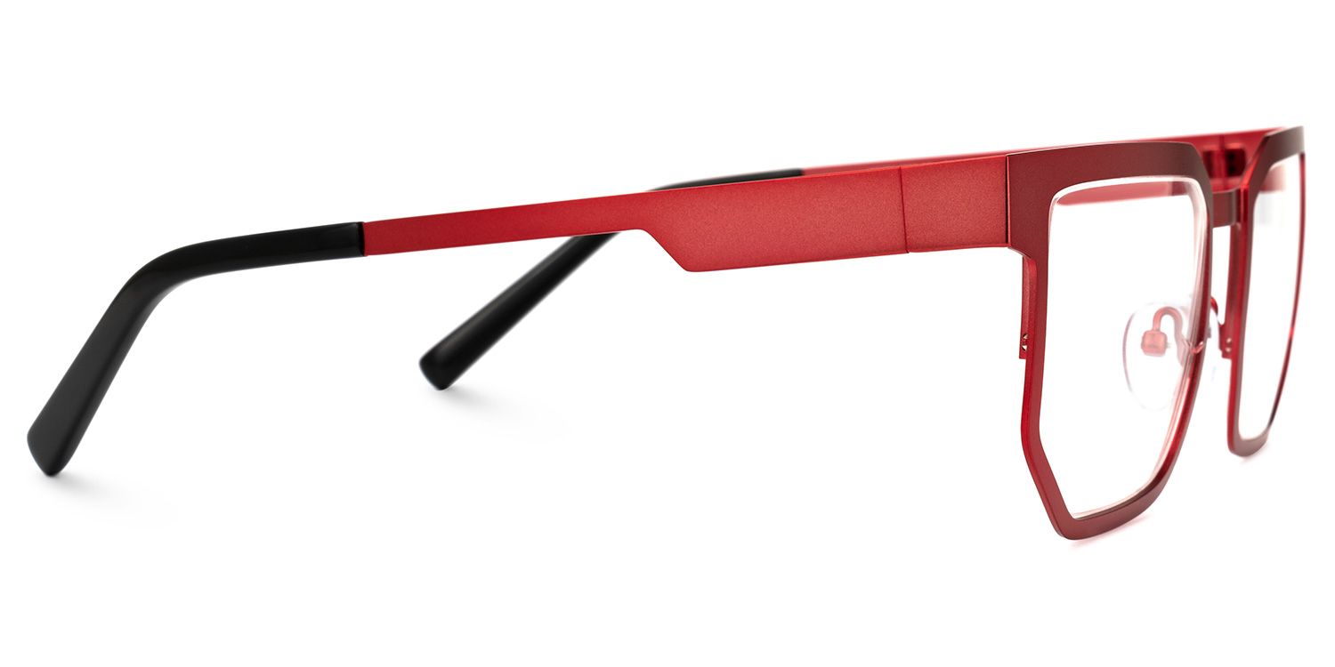 Resa - Eclectic Red Rectangle Designer Glasses | Vooglam 4