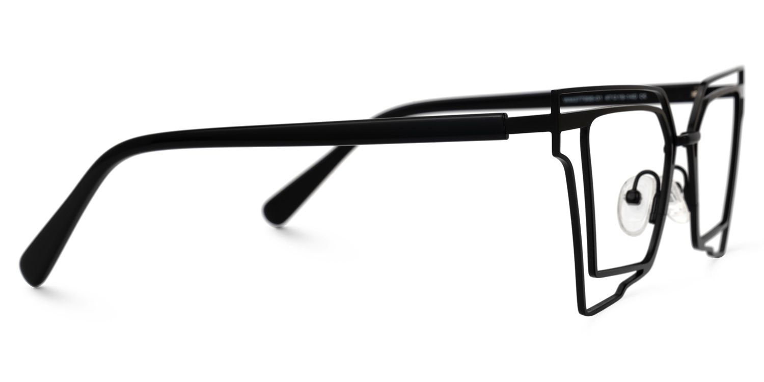 Achava - Geometric Black Eyeglasses by Vooglam - Product View 4