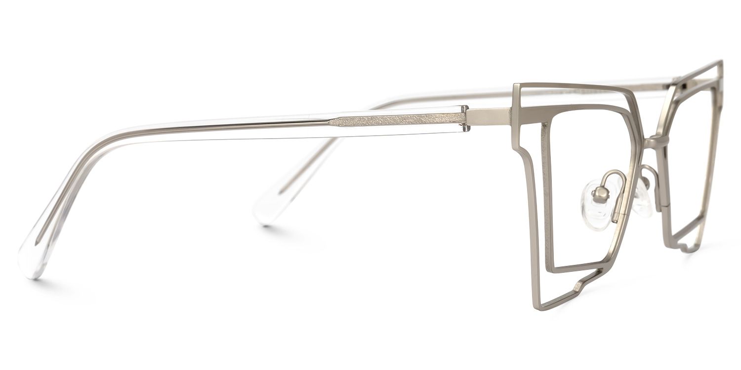 Achava - Geometric Silver Eyeglasses | Vooglam 4