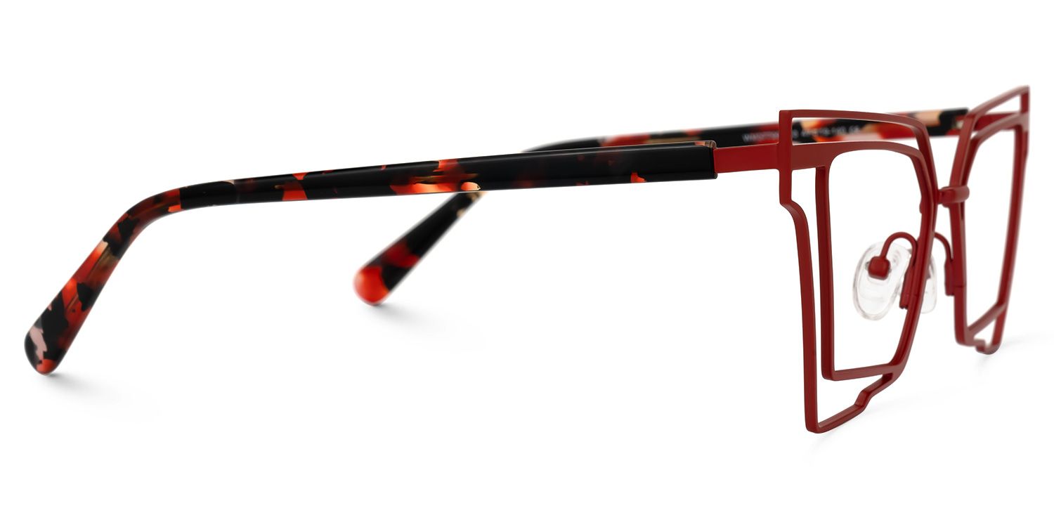 Achava - Geometric Red Eyeglasses | Vooglam 4
