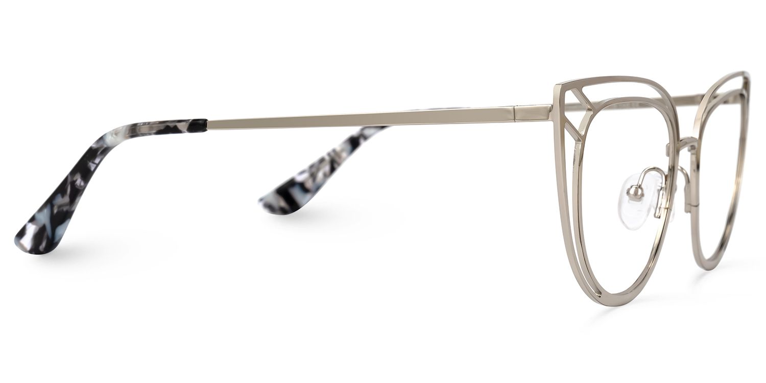 Adah - Cat Eye Silver Eyeglasses | Vooglam 4