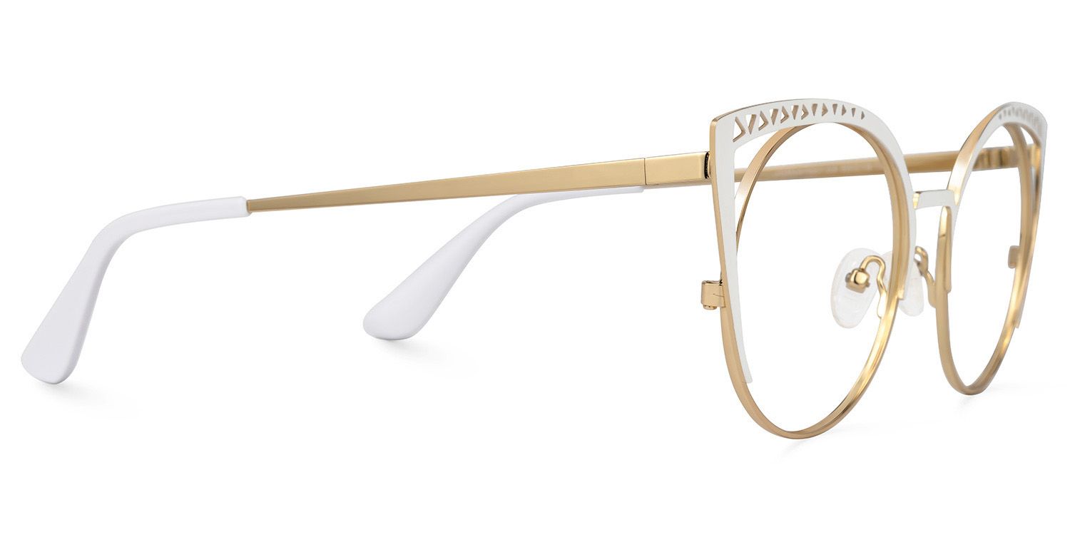 Adamina - Cat Eye White Eyeglasses by Vooglam - Product View 4