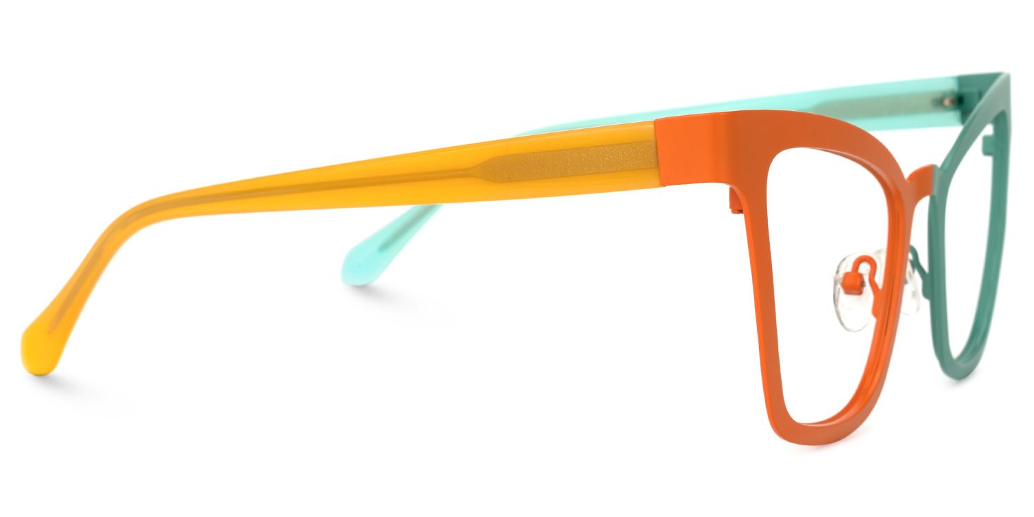 Adan - Cat Eye Orange/Green Two-tone Eyeglasses | Vooglam 4