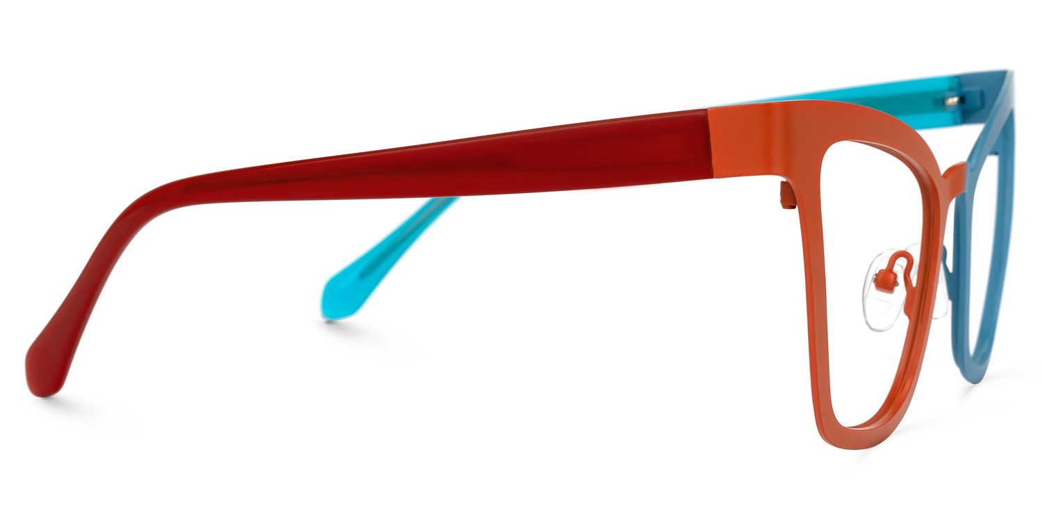 Adan - Cat Eye Orange/Blue Two-tone Eyeglasses | Vooglam 4