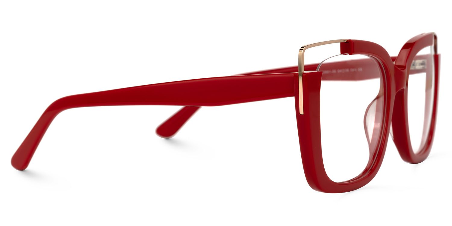 Adana - Rectangle Red Eyeglasses | Vooglam 4