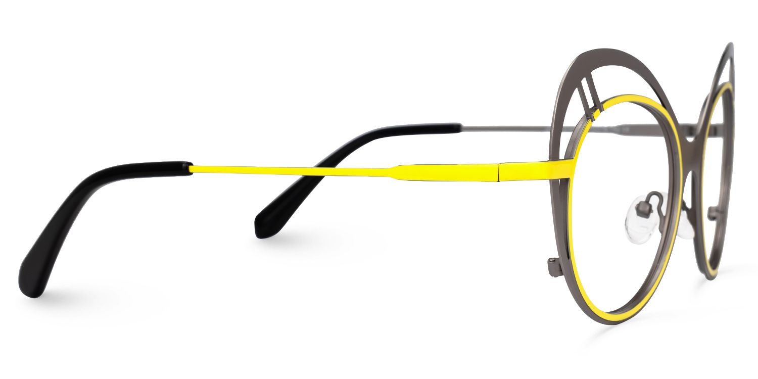 Abiyram - Cat Eye Grey/Yellow Eyeglasses | Vooglam 4