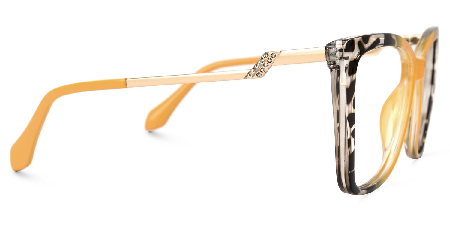 Adebola - Square Yellow/Tortoise Eyeglasses | Vooglam 4