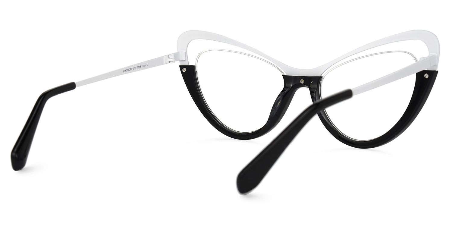 Adeja - Cat Eye White/Black Eyeglasses | Vooglam Side View