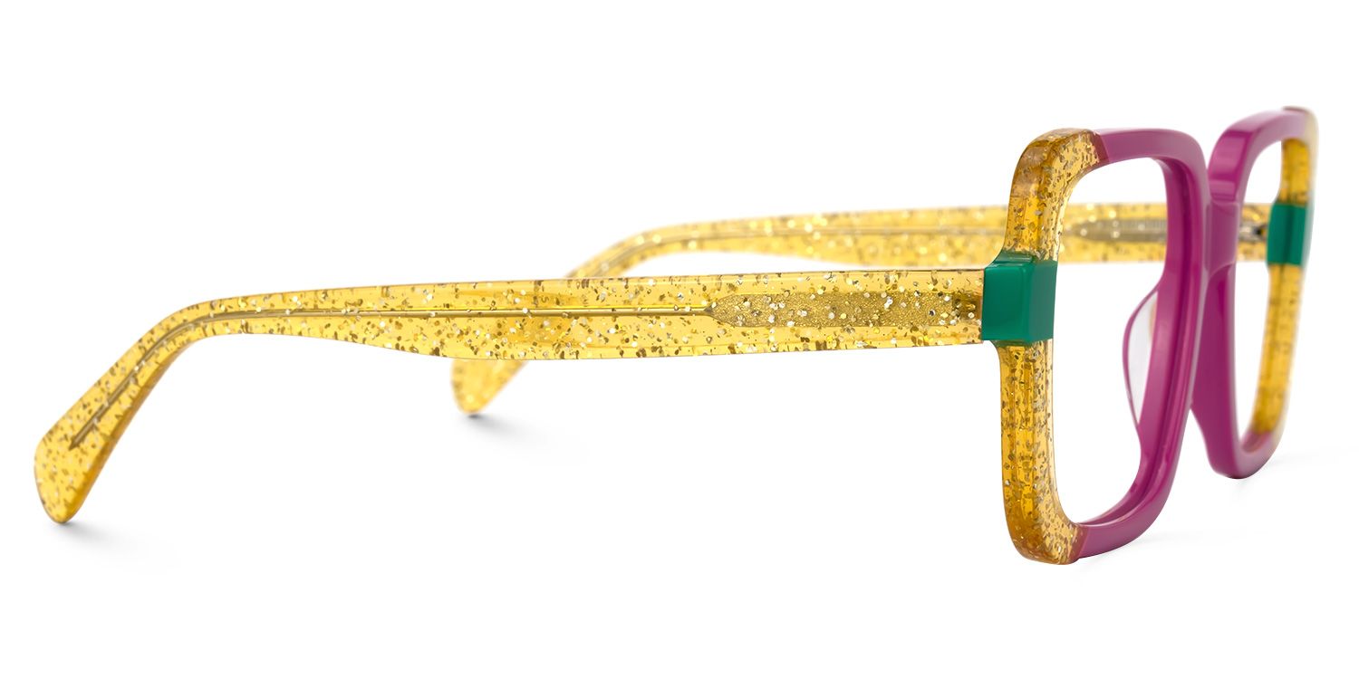Adelais - Rectangle Purple/Yellow Eyeglasses | Vooglam 4