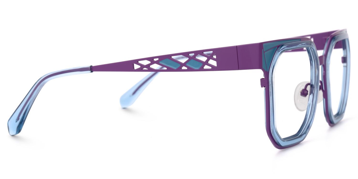 Adelia - Geometric Blue Eyeglasses | Vooglam 4
