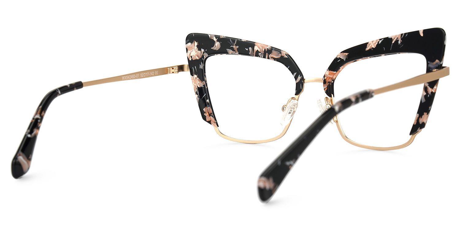Adeline - Cat Eye Pink/Floral Eyeglasses | Vooglam Side View