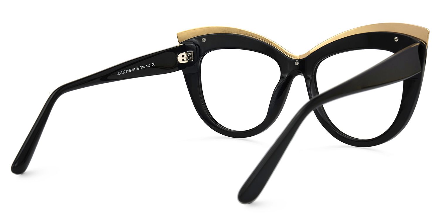 Adelle - Cat Eye Black Eyeglasses by Vooglam - Side View