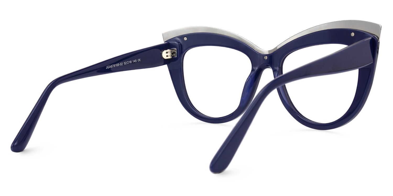 Adelle - Cat Eye Blue Eyeglasses | Vooglam Side View