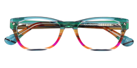Flexible Rectangle Green Eyeglasses Angle View