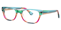 Flexible Rectangle Green Eyeglasses Side View