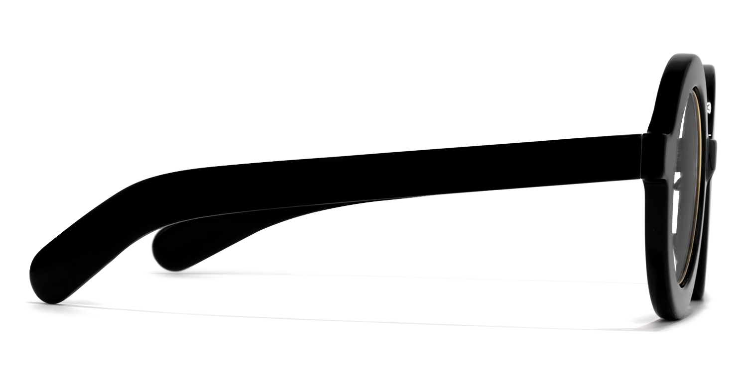 Almon - Round Black Eyeglasses by Vooglam - Product View 4