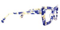 Sarah - Rectangle Blue Floral Eyeglasses | Vooglam