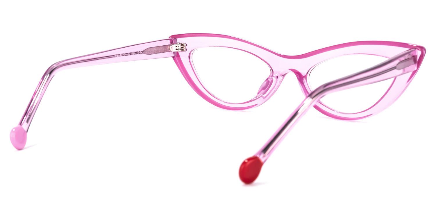 Cat Eye Pink Eyeglasses | Vooglam.com Side View