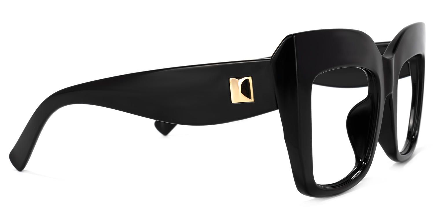 Cassandra - Bold Oversized Square Black Eyeglasses | Vooglam 4