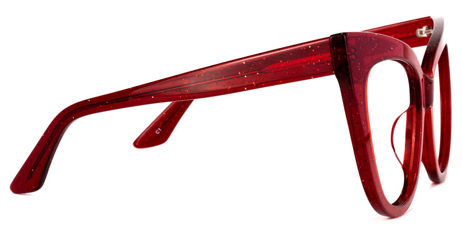 Carmine - Cat Eye Glitter Red Glam Eyeglasses | Vooglam 4