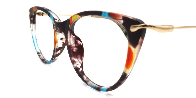 Clement Unisex Floral Titanium Cat Eye Glasses - Front View