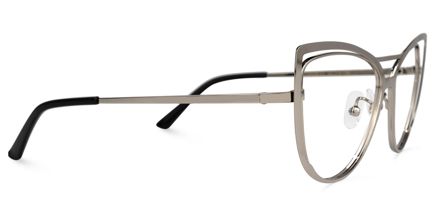 Roselyn - Cat Eye Silver Eyeglasses | Vooglam 4