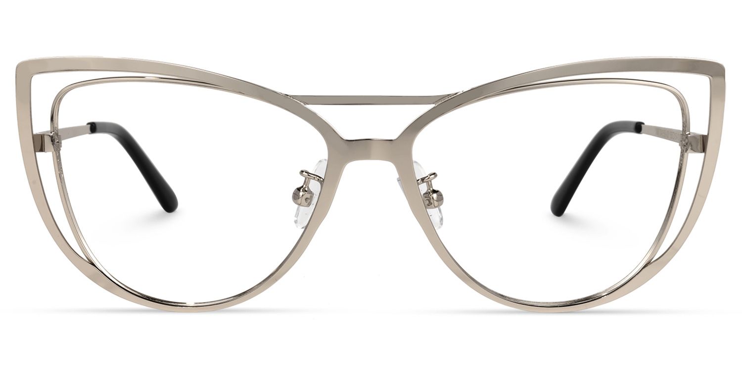 Roselyn - Cat Eye Silver Eyeglasses | Vooglam Angle View