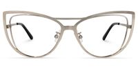 Roselyn - Cat Eye Silver Eyeglasses | Vooglam Angle View