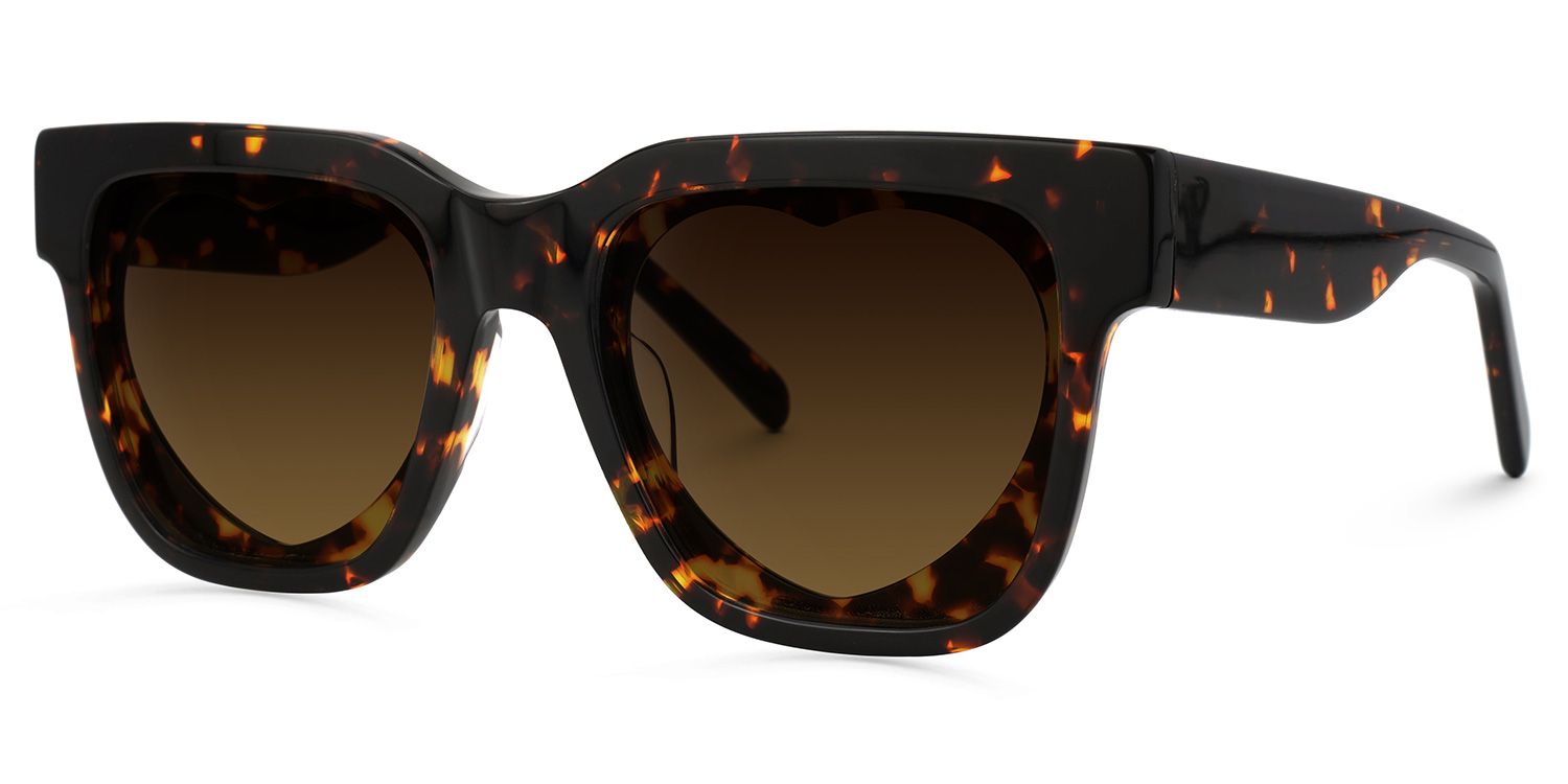 Square Tortoise Sunglasses | Vooglam.com Front View