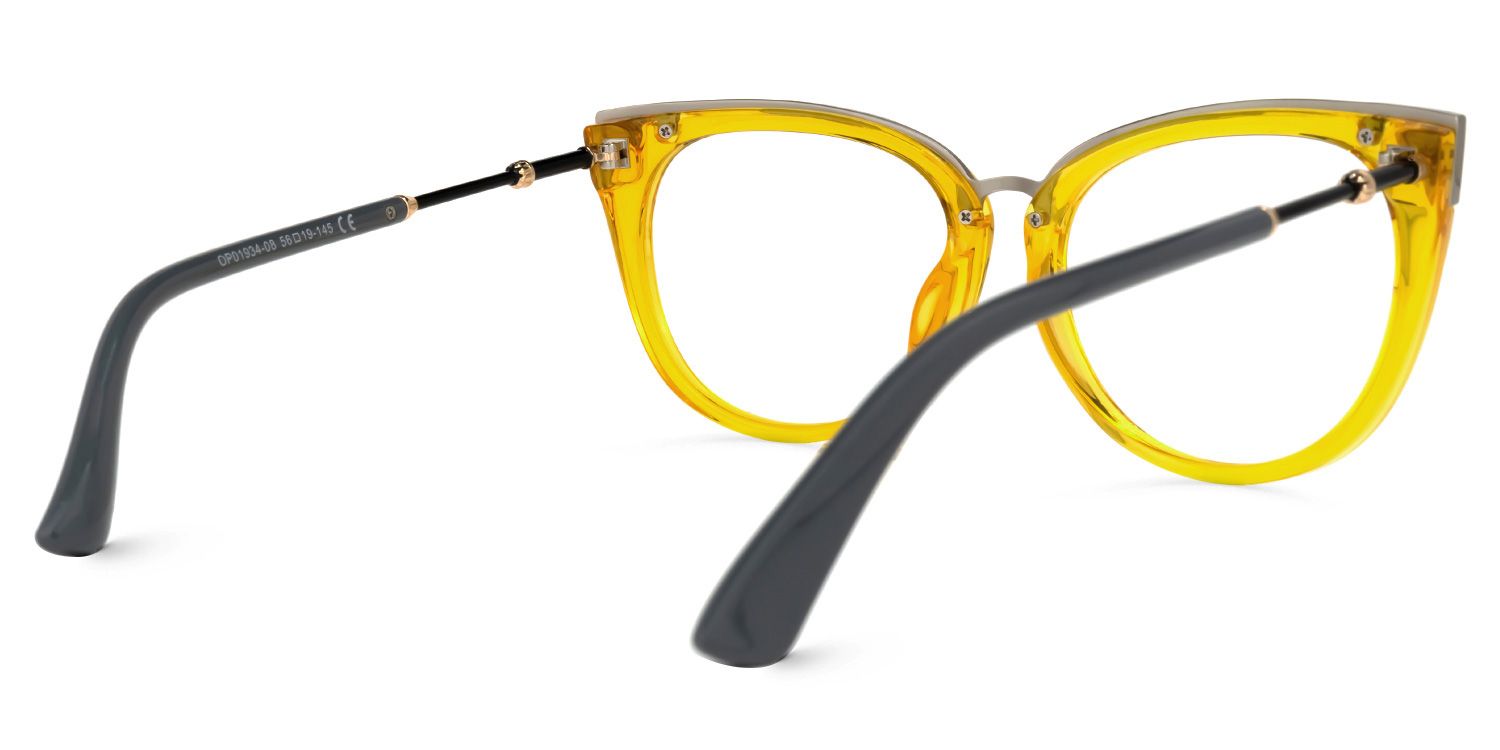 Cat Eye Yellow Eyeglasses | Vooglam.com Side View
