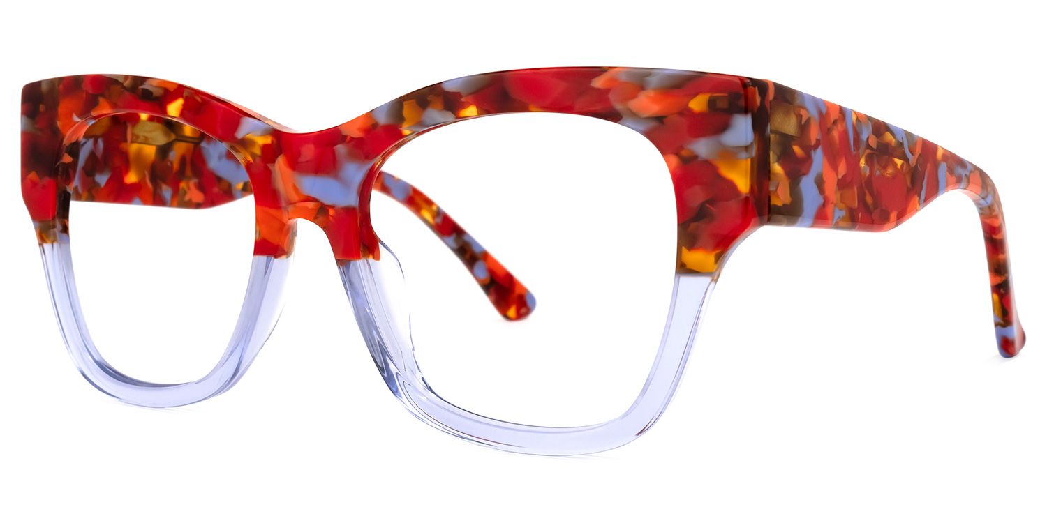 Square Floral Eyeglasses | Vooglam.com Front View