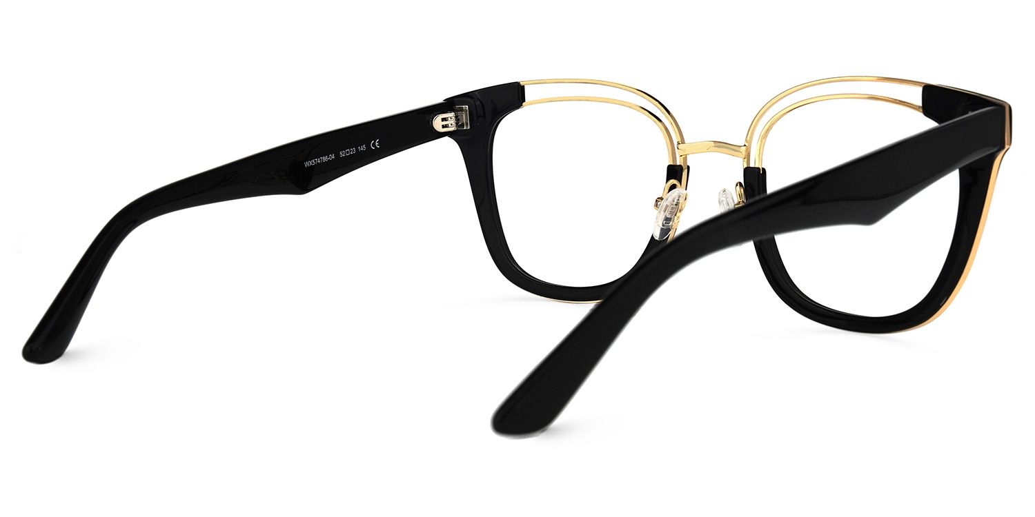 Square Black Eyeglasses | Vooglam.com Side View