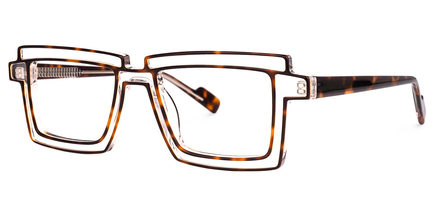 Joselyn - Rectangle Tortoise Eyeglasses | Vooglam Front View