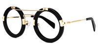 Perkins - Bold Round Black & Gold Retro Glasses