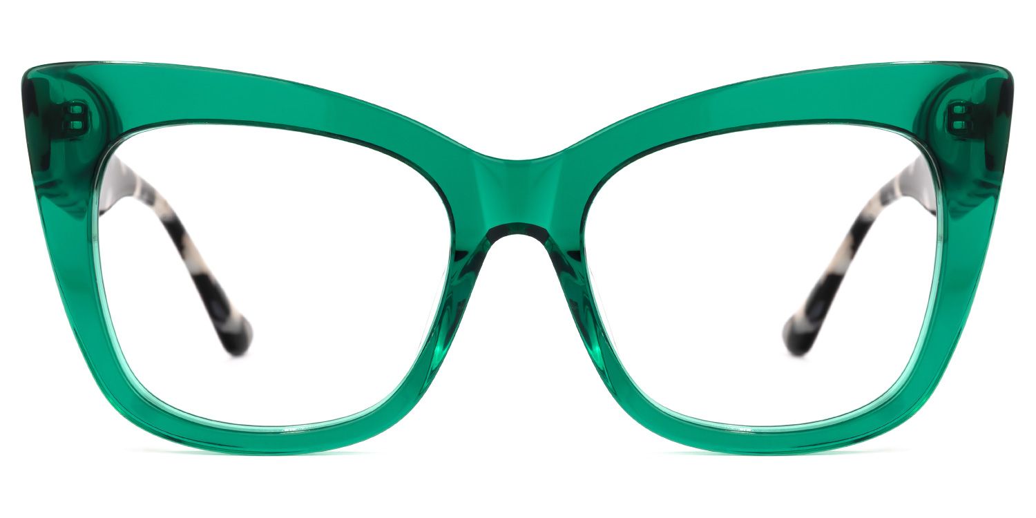 Escobar - Square Green Eyeglasses | Vooglam Angle View