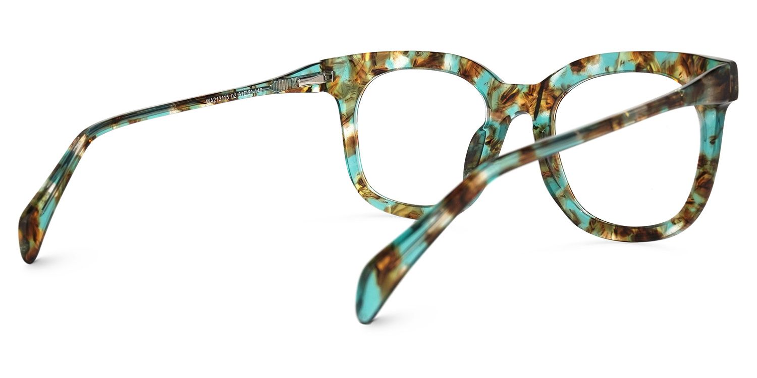 Square Green Eyeglasses | Vooglam.com Side View