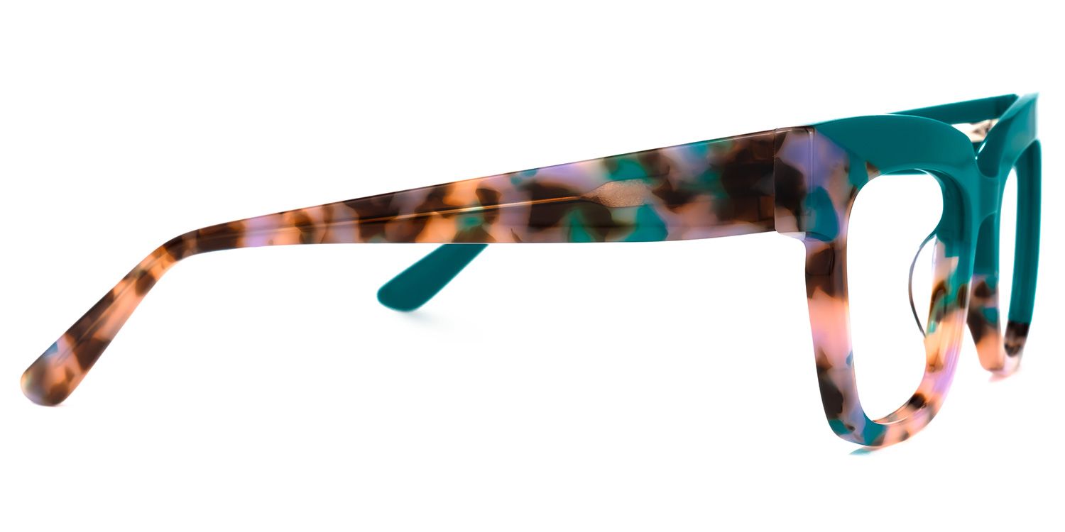 Fludd - Rectangle Green Eyeglasses by Vooglam - Product View 4