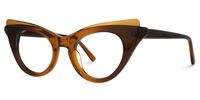 Debra - Cat Eye Brown Eyeglasses | Vooglam Front View