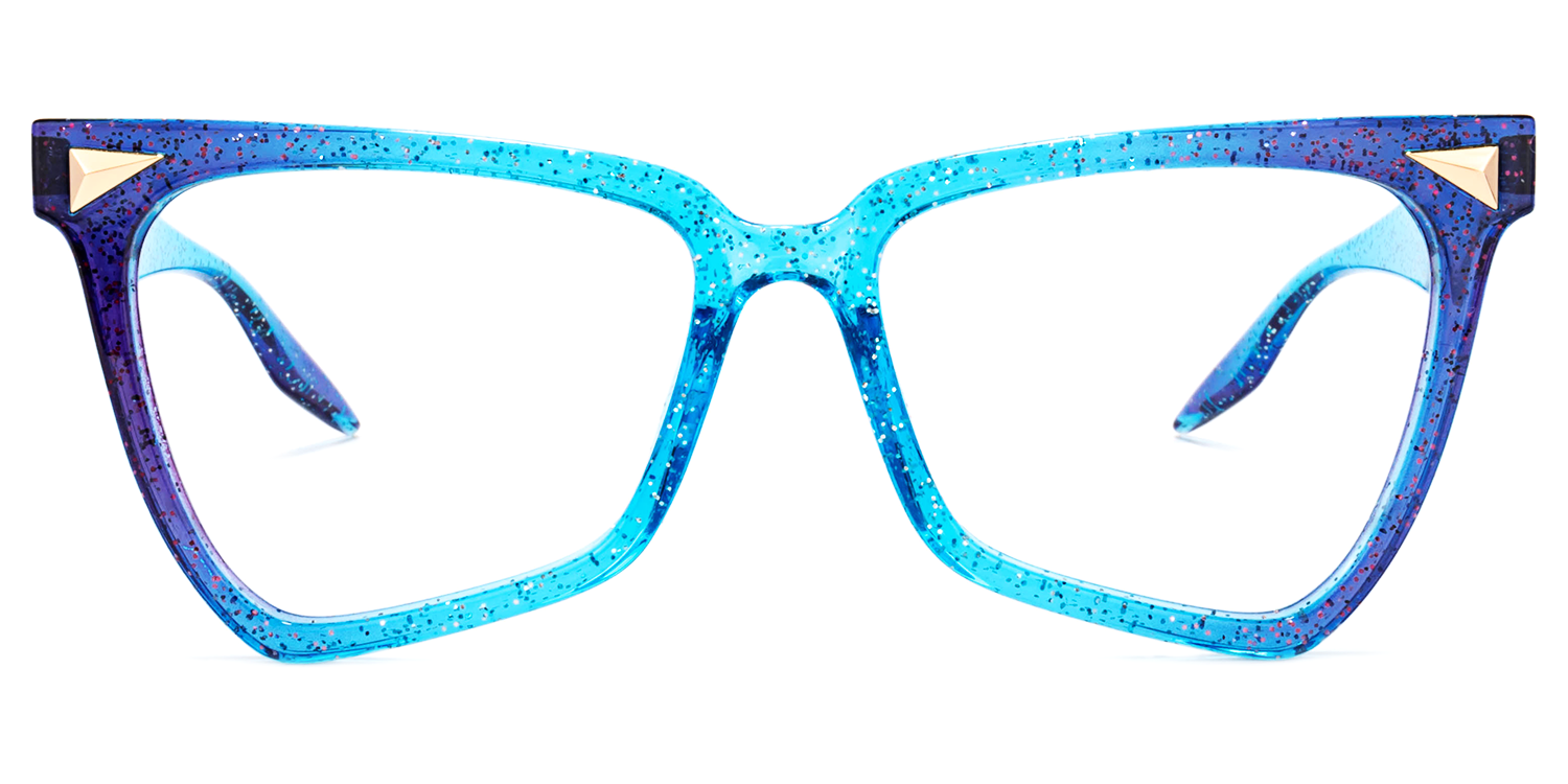 Mermaid – Glitter Blue Glam Glasses with Bold Style by Vooglam - Angle View