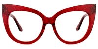 Carmine - Cat Eye Glitter Red Glam Eyeglasses | Vooglam Angle View