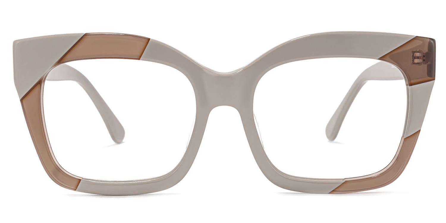 Terrie - Square Cameo/Brown Eyeglasses | Vooglam Angle View