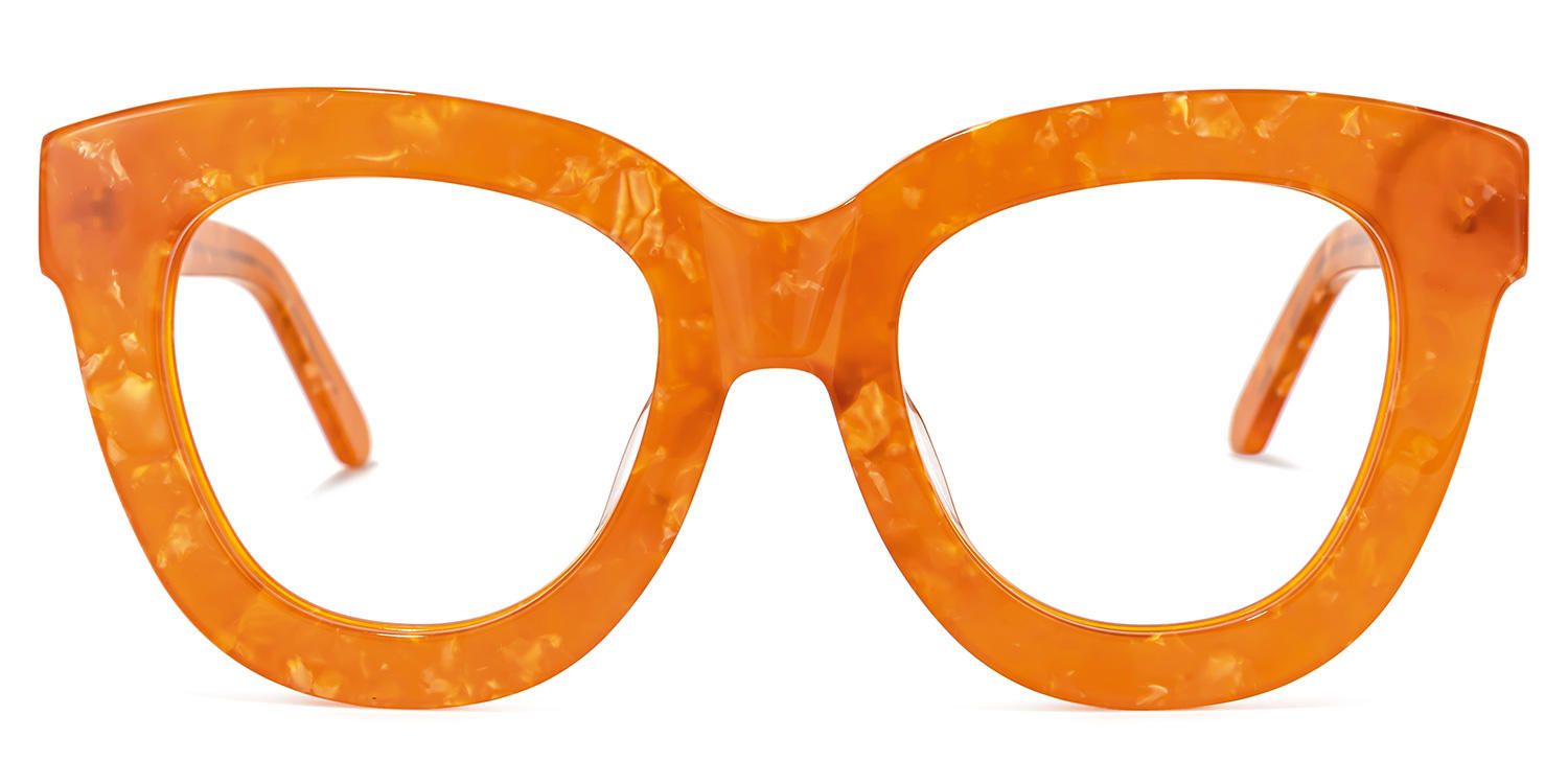 Jerrie - Round Orange Eyeglasses | Vooglam Angle View