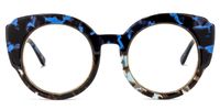 Round Blue/Tortoise Eyeglasses | Vooglam.com Angle View