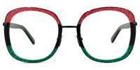 Square Green/Red Eyeglasses | Vooglam.com Angle View